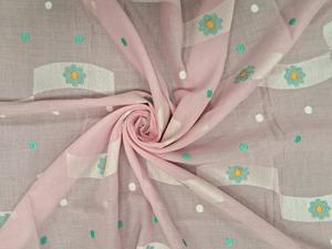 Tissu en coton tissé rose clair très demandé, respirant, léger, brodé, pour la confection de robes pour femmes et filles - Product Image 3