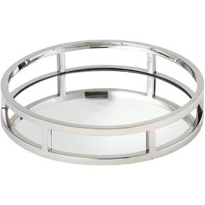 Bandeja de Servicio Redonda de Metal Plateado de Lujo, Bandeja Decorativa con Relieve para Bodas, Hoteles, Restaurantes y Decoración del Hogar - Product Image 3