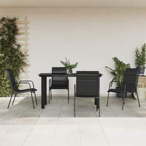 Ensemble de salle à manger de jardin en acier noir thermolaqué, durable et de taille moyenne - Product Image 1