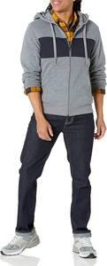 Sweat-shirt à capuche gris pour homme, design color block, coupe classique, vêtement décontracté pour l'automne, matière French Terry, style avec poche - Product Image 6