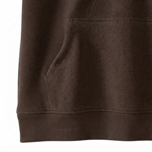 Sweat-shirt polaire marron pour homme, personnalisé, en gros, avec fermeture éclair quart de tour, en molleton épais - Product Image 5