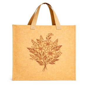 Eco Friendly Jute Jhola Bag Floral Print Natural Tote Reusable Shopping Bag Custom Logo Grocery Carry Beach Tote Wedding Suit - Product Image 1