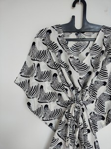 Robe Kaftan en dentelle 100% coton à imprimé zèbre, style vintage, coupe évasée, surdimensionnée, faite à la main, paréo de plage - Product Image 4