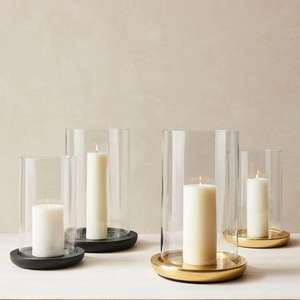 Luxury Glass Candle Holder Set with Metal Base Modern Decorative Hurricane Candle Lantern for Home Decor Wedding <b>Table</b> - Product Image 1