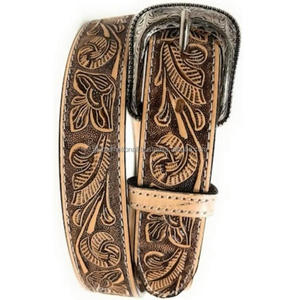 Handcrafted Top Quality Grain Western <b>Leather</b> Tooling <b>Men's</b> <b>Belt</b> Custom Carving Design Embossed Tooled <b>Leather</b> <b>Belt</b> for Unisex - Product Image 2