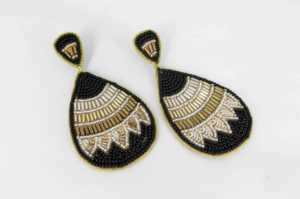 Handmade Classic Embroidery Seed Bead <b>Hook</b> Orthodox <b>Earrings</b> India Leaf Design - Product Image 4
