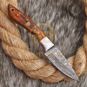 OEM DIY Damascus Steel Fixed Blade Hunting/Skinning <b>Knife</b> Straight Edge <b>Bone</b> <b>Handle</b> | Outdoor Camping <b>Knife</b> Leather Belt Sheath - Product Image 5