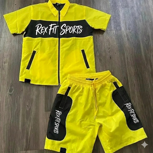 Ensemble de shorts coupe-vent en nylon et polyester personnalisés pour hommes, veste courte zippée, streetwear, ensemble de survêtement deux pièces - Product Image 6