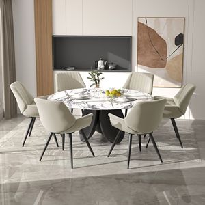 Poltrona Imbottita in Tessuto Effetto Pelle per Soggiorno, Sedia Lounge per Casa, Cucina, Ufficio o Caffetteria - Product Image 3