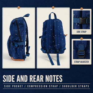Mochila escolar de lona azul con estampado de ancla vintage, mochila informal de viaje con base de piel sintética y bolsillos - Product Image 4