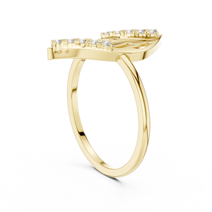 Anillo de oro macizo de 14k para mujer con diseño minimalista de hoja natural y diamante de corte redondo, ideal para regalo, compromiso, aniversario o boda. - Product Image 4