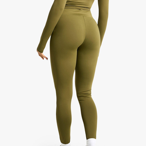 OEM/ODM Custom Made Womens <b>Seamless</b> Yoga <b>Leggings</b> High Waist Drawstring Push Skinny Fit Solid Eco-Friendly Quick Dry Lightweight - Product Image 2