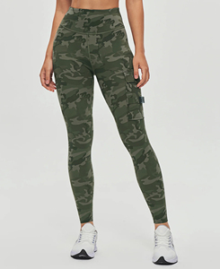 2026 Women's High Waist Camouflage Yoga <b>Leggings</b> With Pockets Full Length Four-Way Stretch Spandex Nylon Pants 180 g - Product Image 1