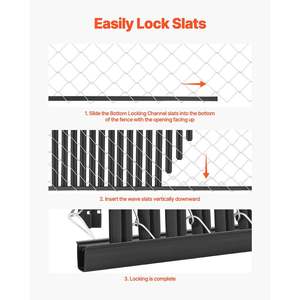 Legatura a catena a parete singola stecche Privacy per 6 'alta scherma chiusura inferiore di colore nero - Product Image 6