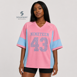 Gamma Phi Delta Sorority Women's Bling Football Jersey V Neck <b>Short</b> Sleeve <b>Mesh</b> Panel Moisture Wicking Performance Team Jersey - Product Image 5