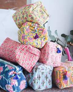 Wholesale <b>Large</b> Cotton Quilted Block Printed <b>Wash</b> <b>Bag</b> Ideal Gift Handmade Toiletry <b>Bag</b> Cosmetic <b>Bag</b> Block Print for Travel - Product Image 1