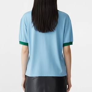 T-shirt femme OEM ODM, poids lourd 220 g/m², 100 % coton polyester, coupe classique, crop top, col rond, respirant, écologique. - Product Image 2