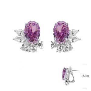 Trend Rhodium Plated Brass Classic Cubic Zirconia Stud <b>Earrings</b> for Wedding & Engagement - Product Image 1