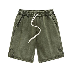 Pantalones Cortos Personalizados 2026, 100% Algodón French Terry, con Serigrafía Personalizada, con Cordón, Efecto Desgastado por el Sol, Estilo Vintage para Hombre, Lavado Ácido - Product Image 4