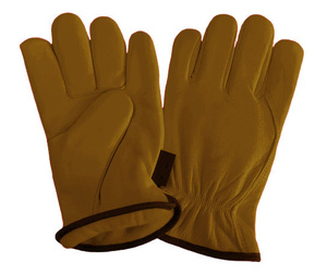 Gants de sécurité industriels haut de gamme pour hommes en cuir de chèvre grainé, antistatiques, respirants, durables, entièrement doublés en polaire, avec serrage élastique - Product Image 6
