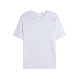 Camiseta de Manga Corta con Cuello Redondo, Corte Regular, Color Sólido, Estilo Casual, Tejido de Punto, 100% Algodón - Product Image 1