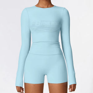 Ensemble 2 pièces de sport pour femme grande taille, coupe ajustée, respirant, séchage rapide, écologique, taille haute, pour yoga et entraînement - Product Image 2