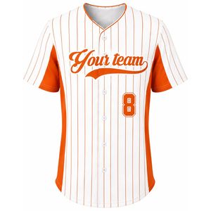 Orange White Baseball Jersey for Men Pinstripe Button Front Team Shirt Lightweight <b>Athletic</b> Uniform Breathable Baseball Sport - Product Image 1
