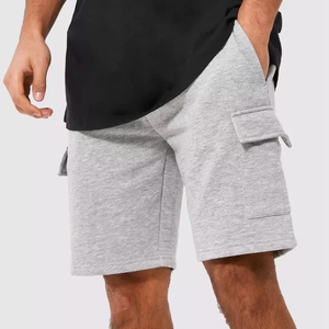 Shorts cargo noirs pour hommes, couleur unie, coton, taille à cordon, style décontracté, poches, taille mi-haute, respirant, séchage rapide, non tissé à l'avant - Product Image 5