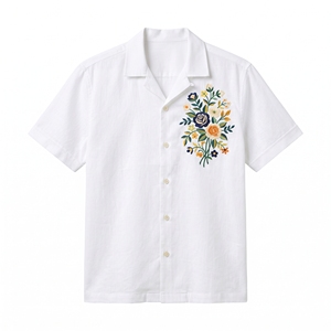เสื้อเชิ้ตปักลายฤดูร้อนสำหรับผู้ชาย เสื้อเชิ้ตสไตล์ลำลองหรูหราสำหรับรีสอร์ท รับผลิตแบบ OEM ODM ขายส่งจากโรงงาน ปักลายตามสั่ง MOQ ต่ำ - Product Image 2