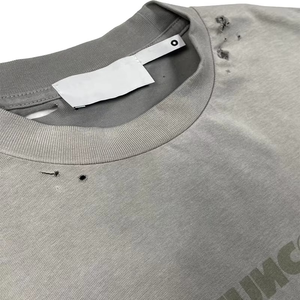 Mens Acid Wash Distressed 100% Cotton Jersey Front T Shirt Heavyweight Oversized Ripped Vintage Streetwear OEM - Product Image 4