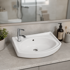 Oasis Modern Ceramic Bathroom Counter Wash Basin <b>Wall</b>-Mounted Oval 5-Year Warranty 12L Capacity Hospital Apartment Mall Use Easy - Product Image 5