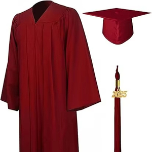 Conjunto de toga, birrete y borla de graduación mate 2026 para secundaria y licenciatura, tipo de tela 100% poliéster - Product Image 1