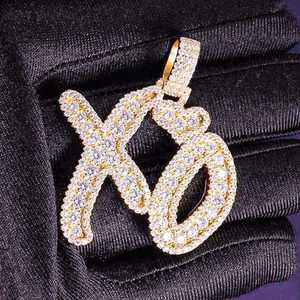 Pendentif Lettre Initiale VVS D en Moissanite Colorée pour Homme, Style Hip Hop, en Argent 925, Sertie de Pierres - Product Image 1