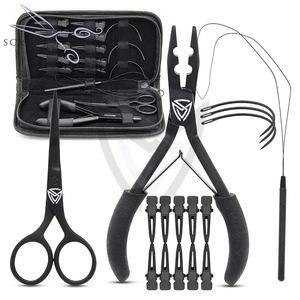 Pince à micro-anneaux professionnelle pour extensions de cheveux, outil de retrait de perles métalliques avec poignée en caoutchouc, emballage en cuir PU - Product Image 2