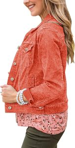 Veste en jean décontractée pour femme, en coton, style classique, fermeture boutonnée, mode vintage urbaine, élégante, de qualité supérieure, pour un usage quotidien - Product Image 2