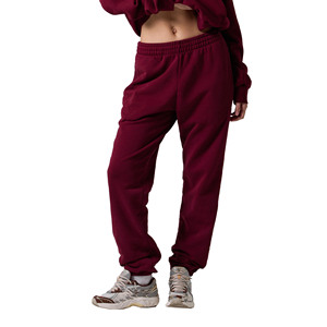 Women Fleece <b>Pants</b> Solid Color Elastic Waist Loose Fit Full Length Casual Sweatpants Autumn Wear - Product Image 2