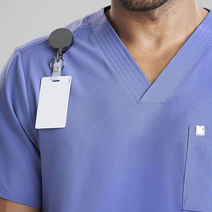 Conjunto de Uniforme Médico para Hombre, Cuello en V, Uniforme de Hospital, Manga Corta, Pantalones de Trabajo, Múltiples Bolsillos, Mezcla de Algodón, Unisex, Alta Calidad - Product Image 3