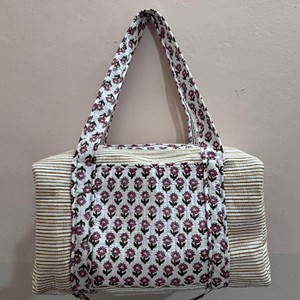 Indian Cotton Duffle Tote Bag Women <b>Quilted</b> Floral Bohemian Block Print Perfect Summer <b>Winter</b> Beach Travel Handmade Vintage Bag - Product Image 1