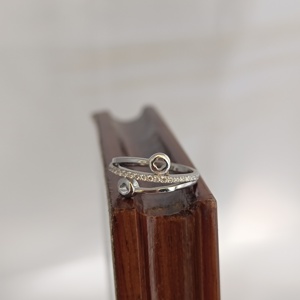 Namivaa 925 Sterling <b>Silver</b> Open Wrap <b>Ring</b> with Round Cubic Zirconia Minimalist <b>Adjustable</b> Women Fashion Daily Wear Gift - Product Image 3