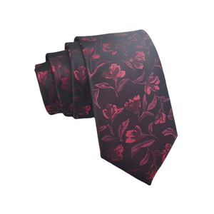 Corbatas de Seda Rojas de Lujo para Hombre, con Diseño Floral Jacquard de Puntos, 8cm, Accesorios para Camisa y Traje de Uso Diario - Product Image 6