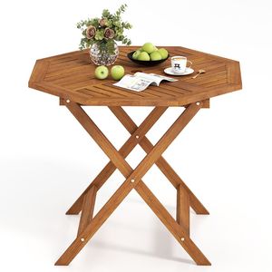 Tavolo da Pranzo Ottagonale da Esterno in Legno Massello da 35,5 Pollici con Foro per Ombrellone da 1,97 Pollici - Product Image 4