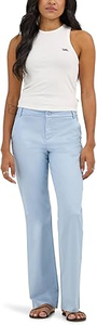 Stack <b>Flare</b> Mid Waist Plain Straight Women's Casual Simple Customized Breathable 100% Cotton Canvas Lightweight Belt Dress Pants - Product Image 5