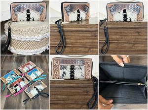 Cartera de mano de cuero genuino hecha a mano con diseño de gato, monedero de piel de vaca con cremallera, bolso de mano elegante de cuero repujado para mujer, regalo - Product Image 3