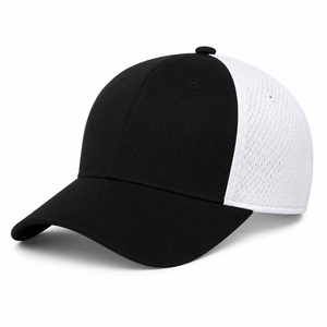Gorra de Béisbol Unisex Negra y Blanca de Alto Rendimiento, Paneles de Malla Transpirable, Visera Curva, Gorra Deportiva con Logotipo Personalizado, Ligera, para Equipos - Product Image 1