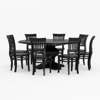Ensemble de table à manger ronde en bois avec 6 chaises, design traditionnel, meubles de maison stables pour salle à manger