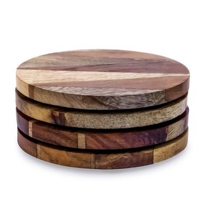 Ensemble de sous-verres en bois faits à la main, sous-verres en bois massif, décoration de table rustique naturelle pour la maison, le café, le bar - Product Image 3