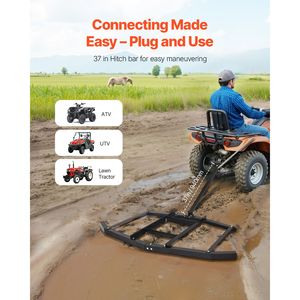 Grada de arrastre de acero Q235 de 66 pulgadas de ancho con barras ajustables, enganche de pasador y soporte para tractor, niveladora de entrada de 50 pulgadas - Product Image 3