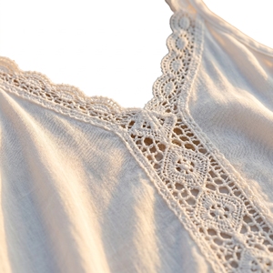 2025 Women <b>Boho</b> Natural Yoga Set All <b>White</b> Lace Trim Tank <b>Top</b> High Waist Flowy Shorts Breathable Cotton Modal Activewear - Product Image 4