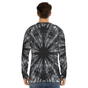 Custom Manufacturer OEM ODM Wholesale Men's Long Sleeve <b>Tie</b>-Dye O-Neck <b>Knitted</b> T-Shirt Regular Fit Casual Wear - Product Image 4
