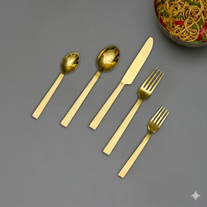 Service de Couverts de Luxe en Acier Inoxydable Doré, Poli Miroir Moderne, pour 4 Personnes – Idéal Mariage, Hôtel, Fête - Product Image 1